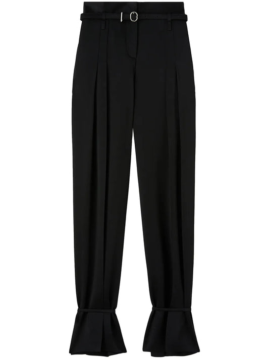 Belted Ankle-Tie Tailored Trousers