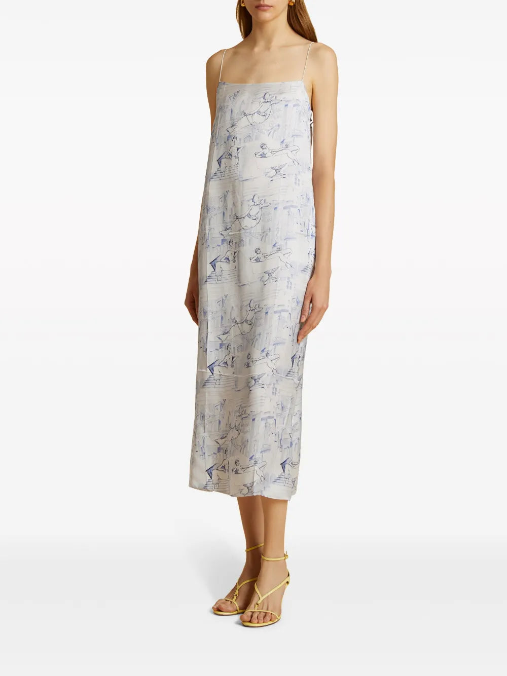 Sicily Illustration-Print Midi Dress