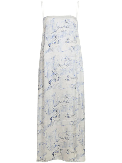 Sicily Illustration-Print Midi Dress