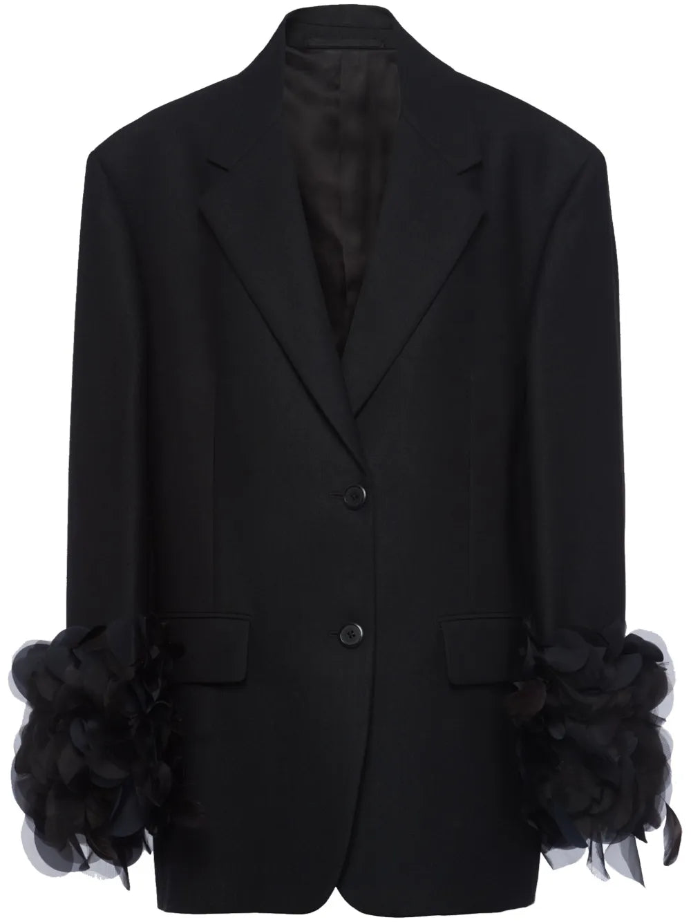 Feather-Trim Wool Blazer