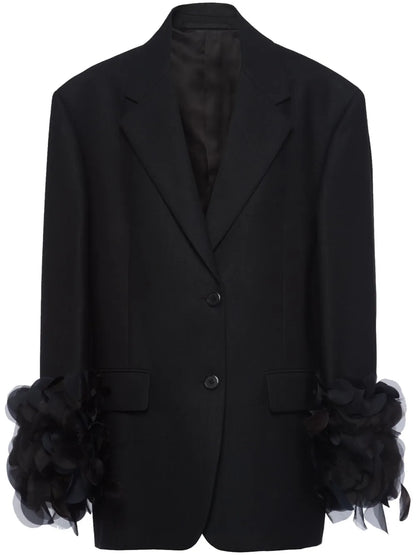 Feather-Trim Wool Blazer