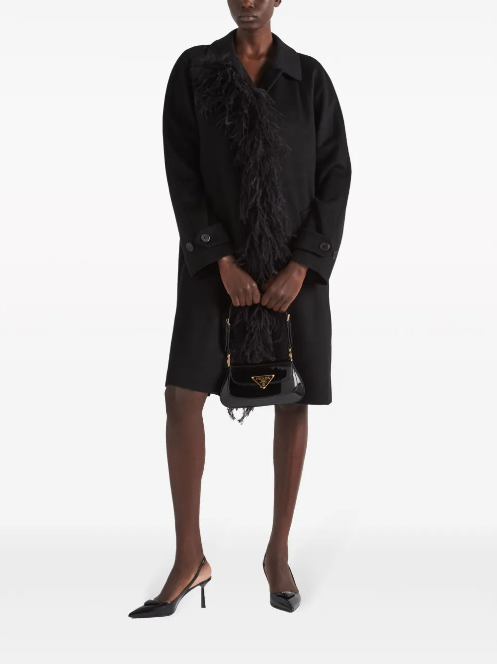 Feather-Trim Cashmere Coat