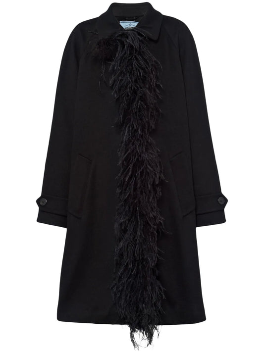 Feather-Trim Cashmere Coat
