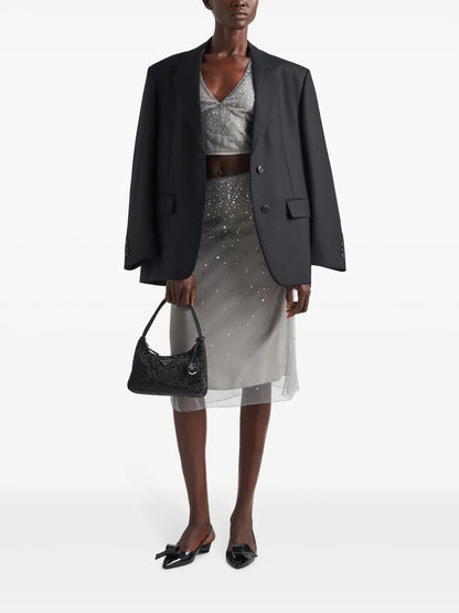 Crystal-Studded Tulle Midi Skirt