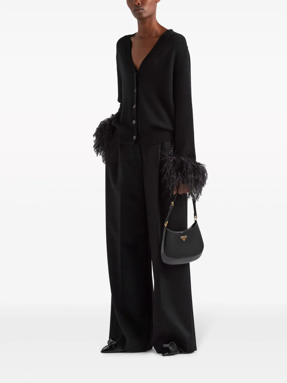 Feather-Trim Cashmere Trousers