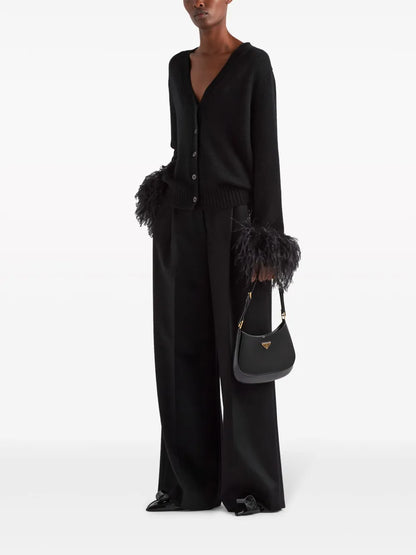 Feather-Trim Cashmere Trousers