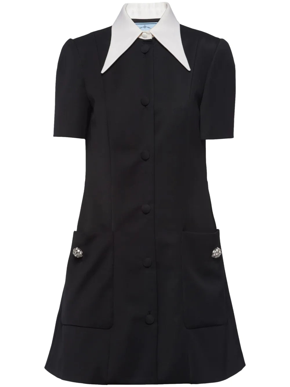 Contrasting-Collar Button-Down Minidress