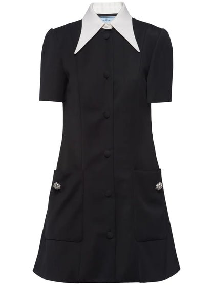 Contrasting-Collar Button-Down Minidress