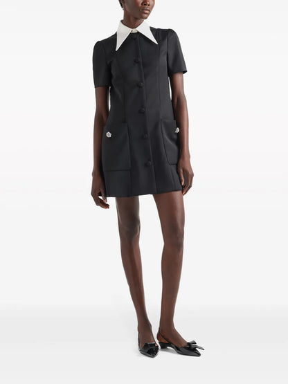 Contrasting-Collar Button-Down Minidress