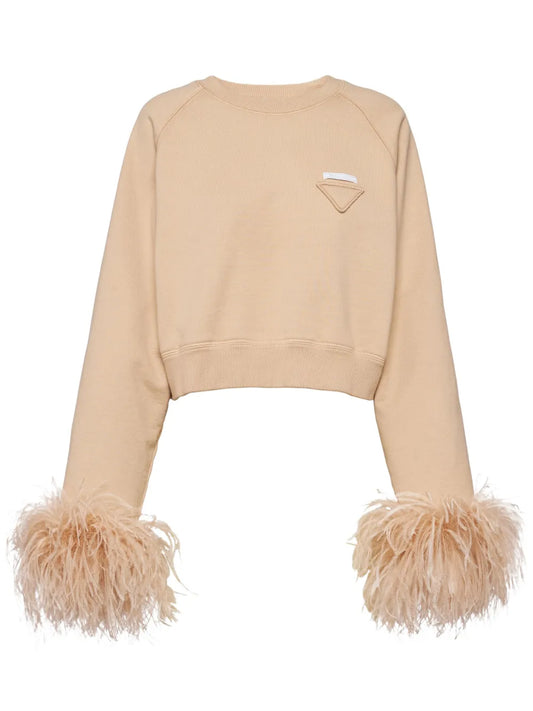 Feather-Trim Cotton Sweatshirt