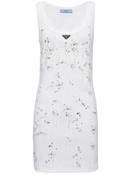 Embroidered Ribbed Minidress