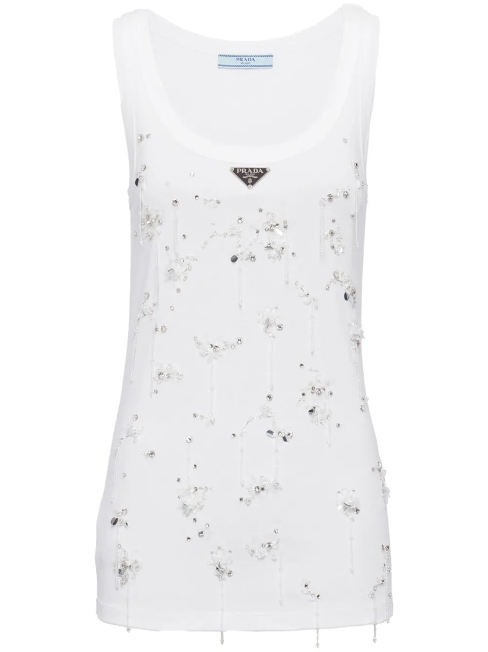 Ribbed-Knit Embroidered Tank Top
