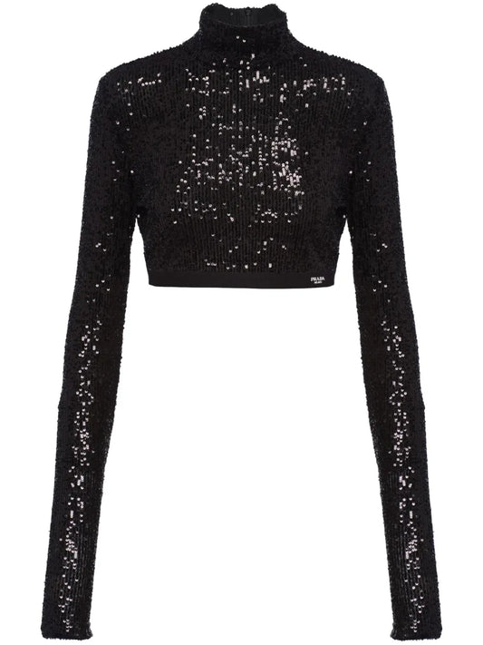 Sequinned Cropped Top
