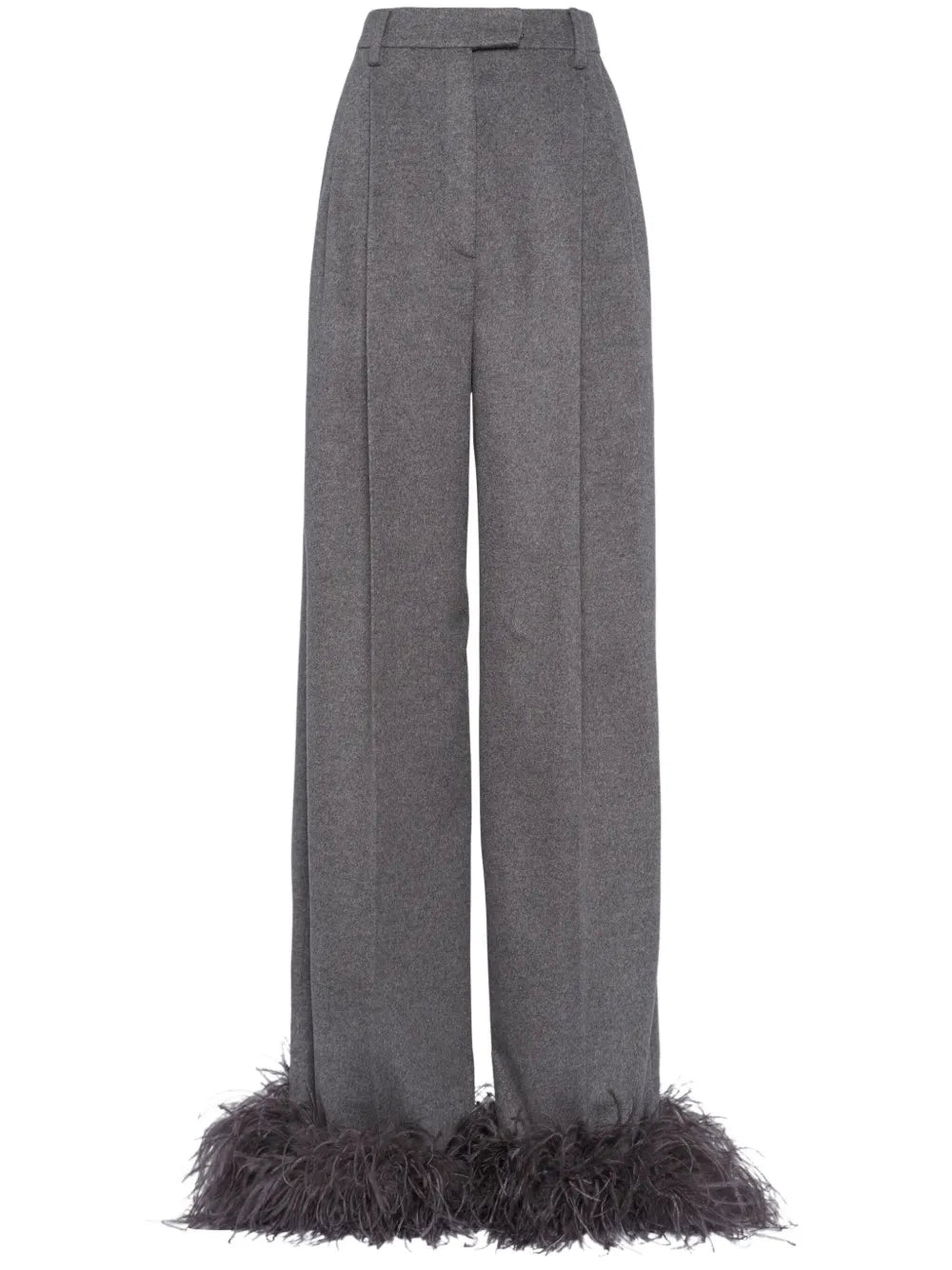 Feather-Trim Cashmere Trousers