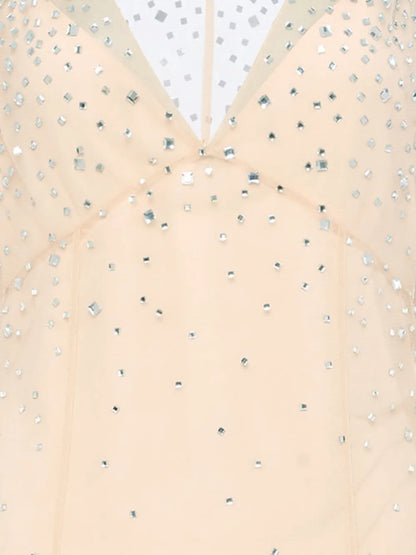 Crystal-Embellished Tulle Midi Dress