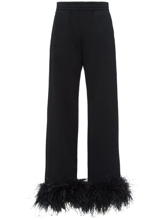 Feather-Trim Fleece Track Pants