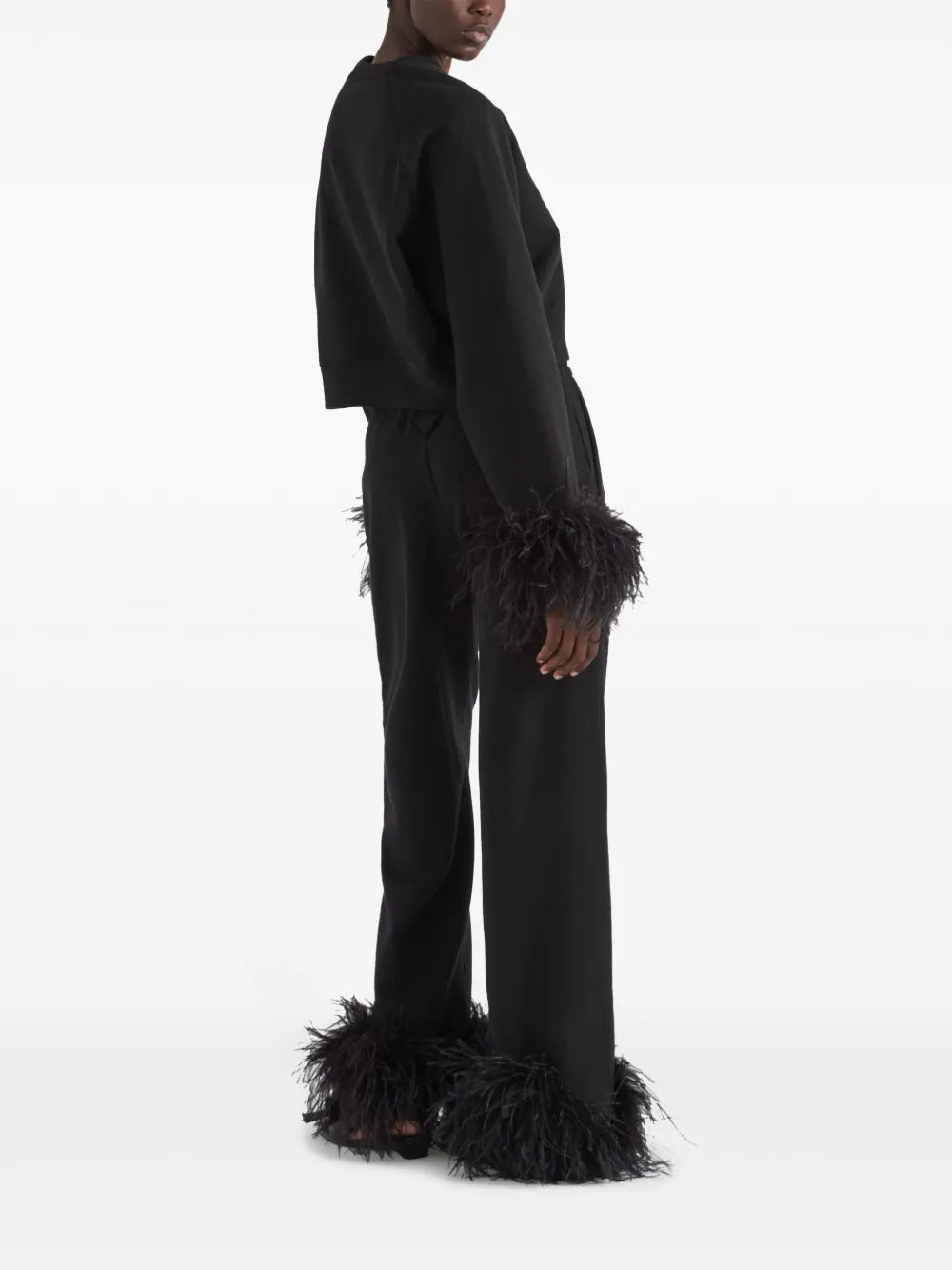 Feather-Trim Fleece Track Pants
