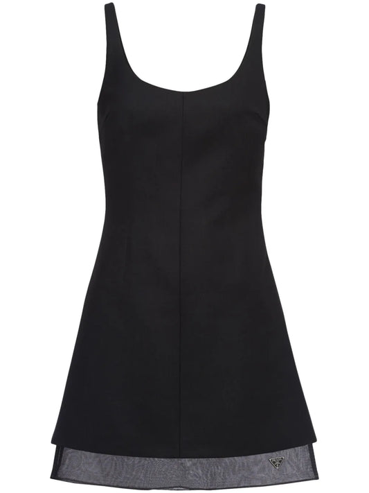 Enamel Triangle-Logo Wool Dress