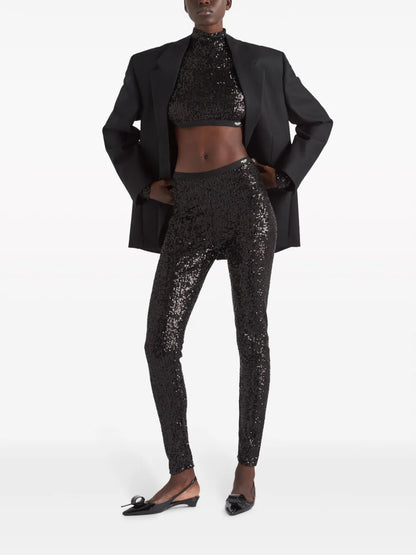 Sequinned Slim-Fit Trousers