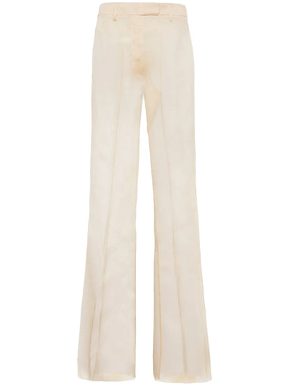 Pressed-Crease Organza Trousers
