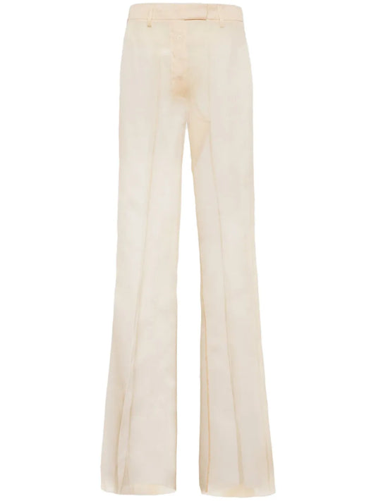 Pressed-Crease Organza Trousers