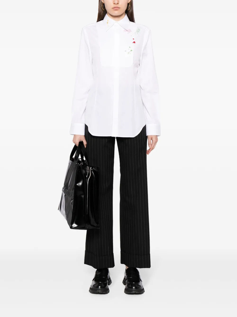 Floral-Embroidered Cotton Shirt