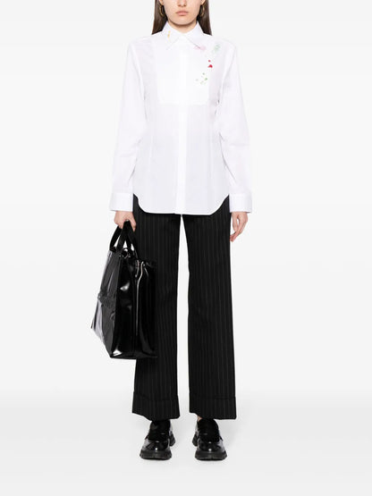 Floral-Embroidered Cotton Shirt
