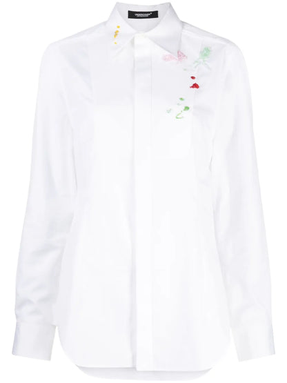 Floral-Embroidered Cotton Shirt