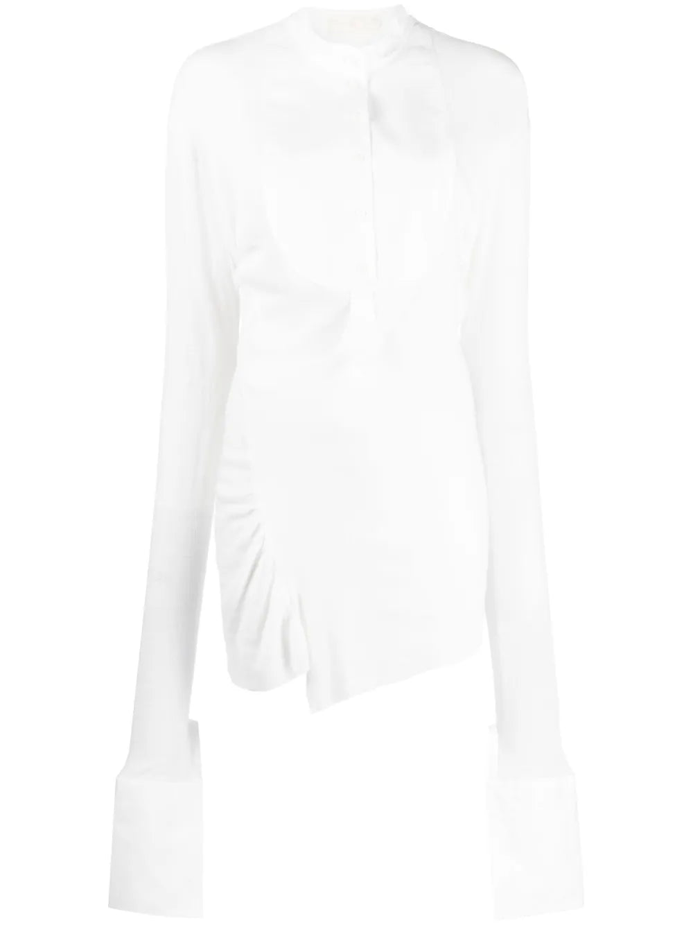 Knitted-Panel Poplin Shirt