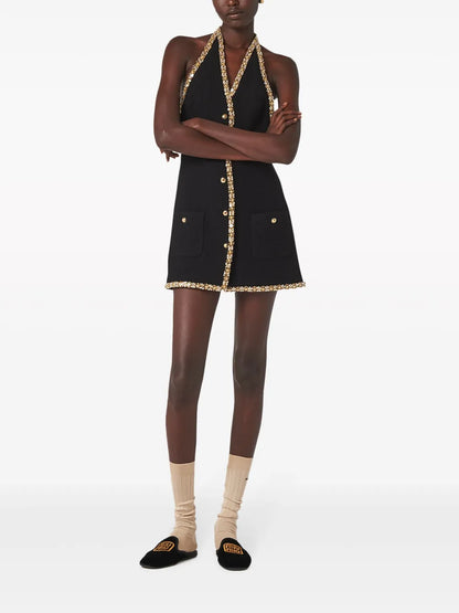 Embroidered Tweed Minidress