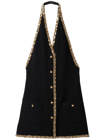 Embroidered Tweed Minidress