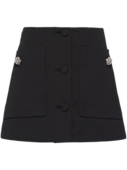 Crystal-Embellished Wool Skirt