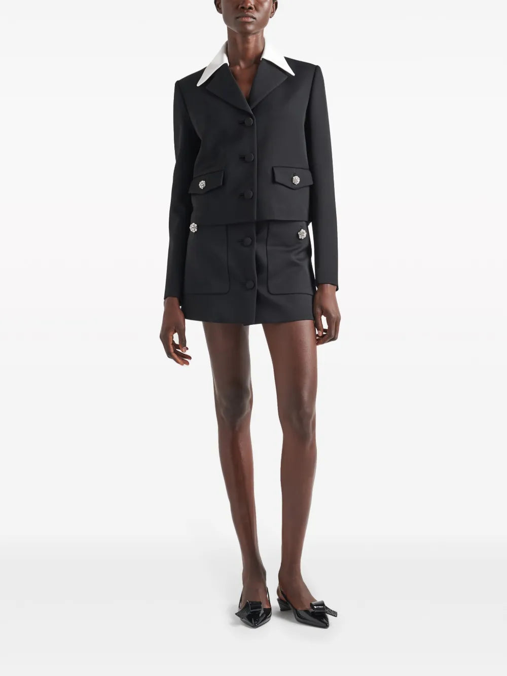 Crystal-Embellished Wool Skirt