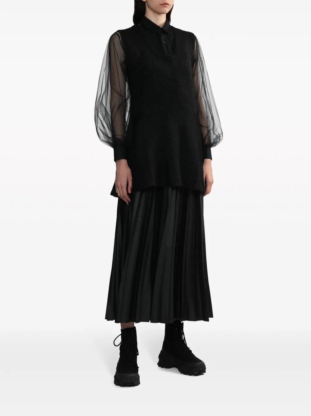 Semi-Sheer Fine-Knit Top