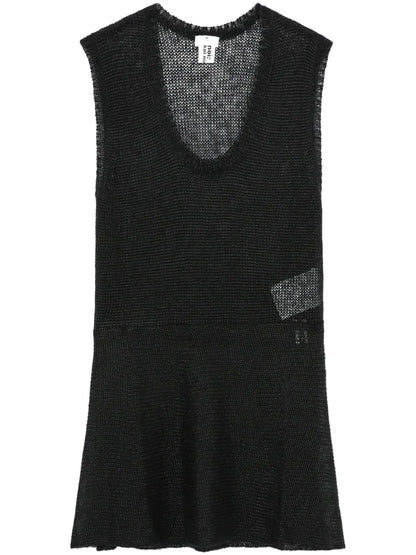 Semi-Sheer Fine-Knit Top