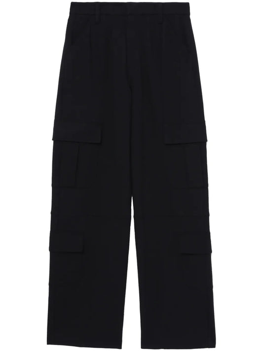 Cargo-Pocket Concealed-Fastening Straight Trousers