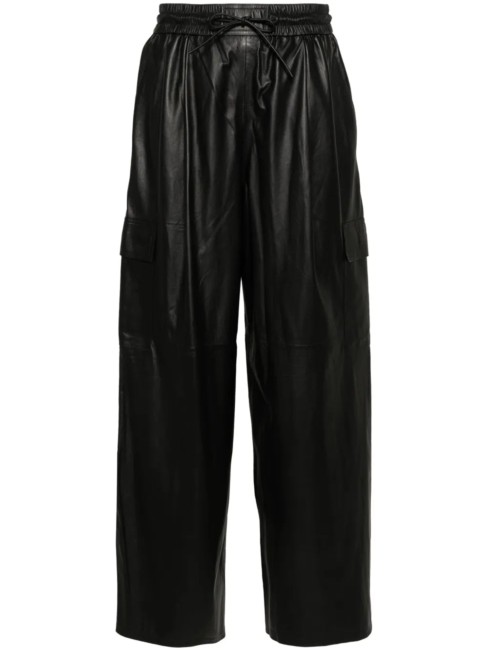 Wide-Leg Leather Cargo Trousers