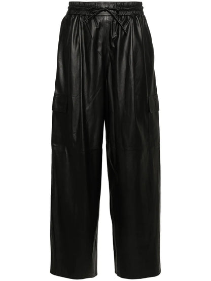 Wide-Leg Leather Cargo Trousers
