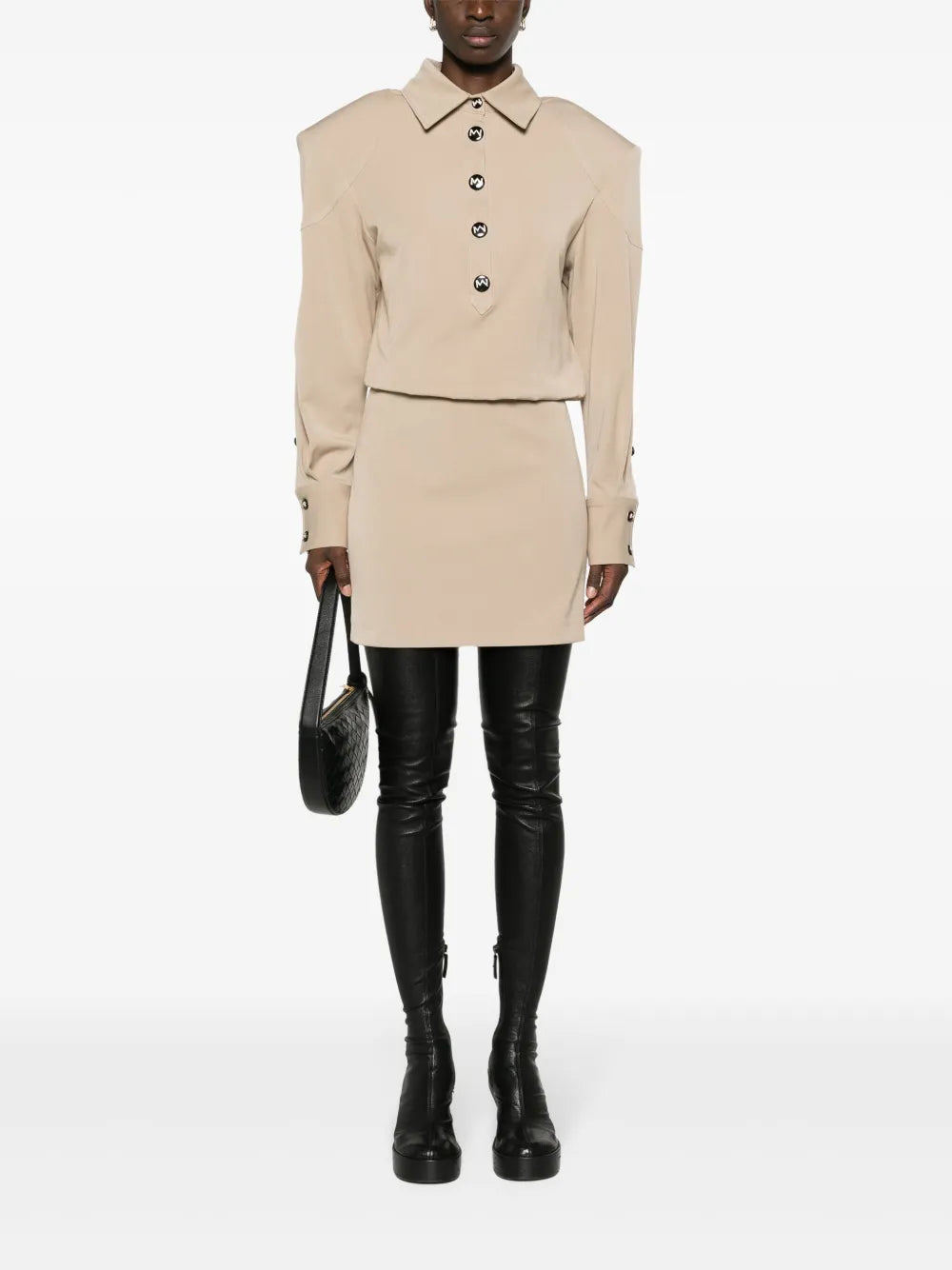 Nursu Shoulder-Pads Mini Dress
