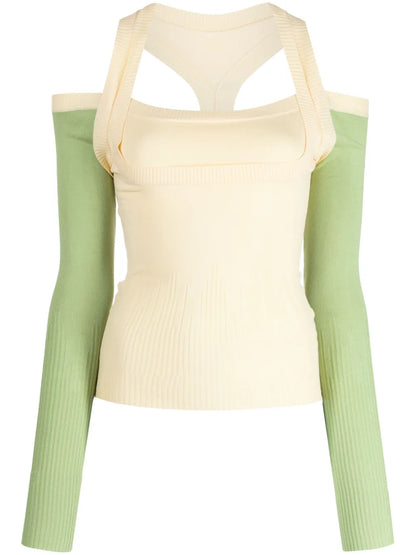 Latte Cut-Out Ribbed Jumper