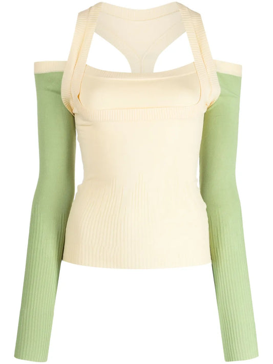 Latte Cut-Out Ribbed Jumper