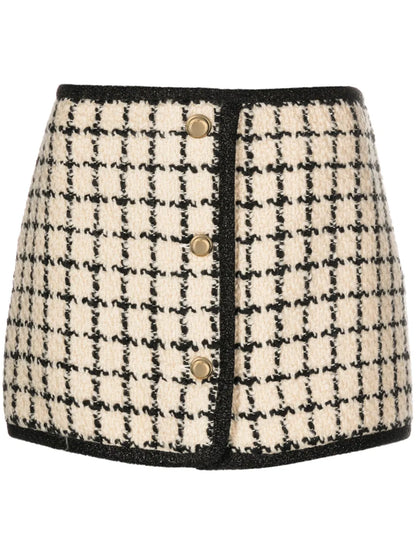 Check-Pattern Tweed Miniskirt
