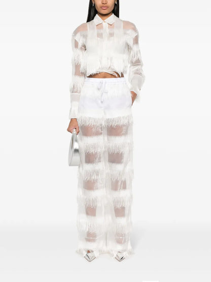 Semi-Sheer Fringed Shirt