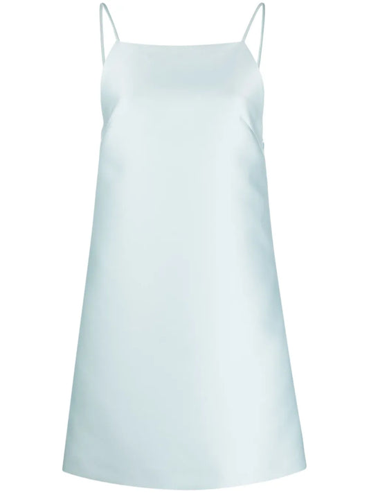 Square-Neck Satin-Finish Minidress