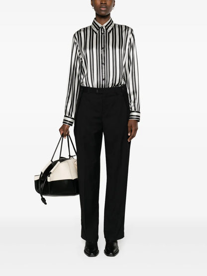 Striped Satin Silk Shirt