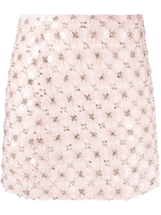 Rhinestone-Embellished Mini Skirt