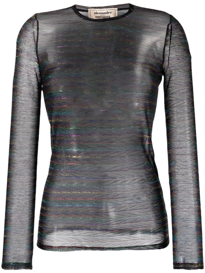 Striped Metallic Sheer Top