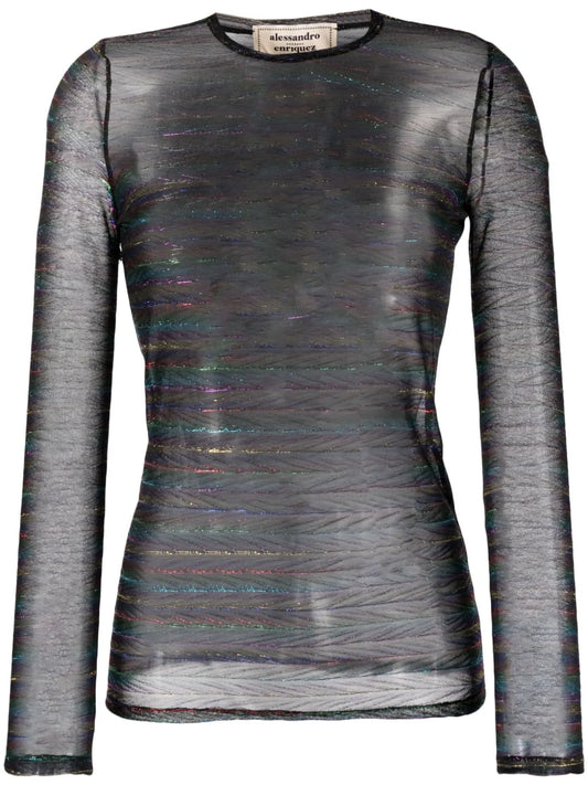 Striped Metallic Sheer Top