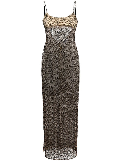 Embroidered Semi-Sheer Maxi Dress