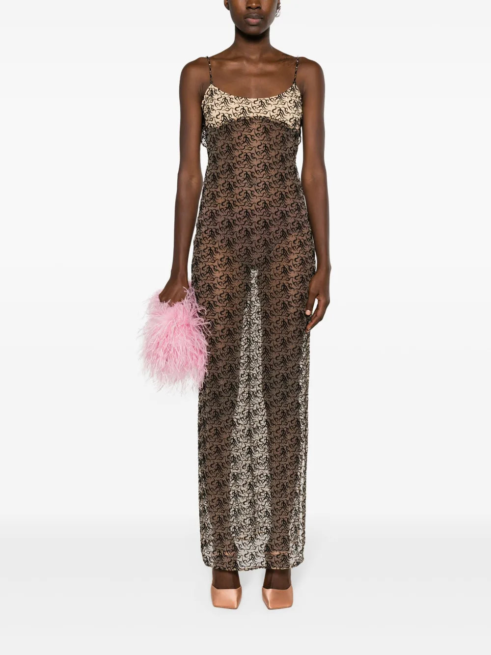 Embroidered Semi-Sheer Maxi Dress